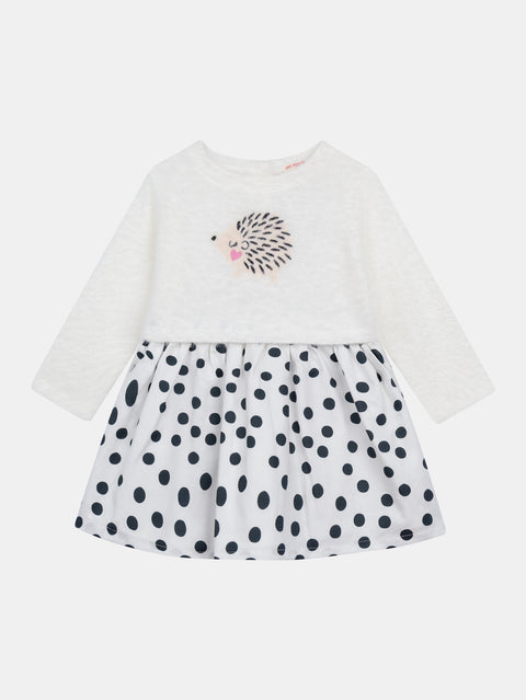 Off White Dual Fabric Dress