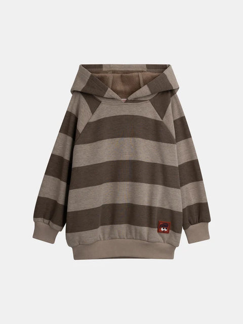 Lined Brown Stripe Cotton Rich Hoodie