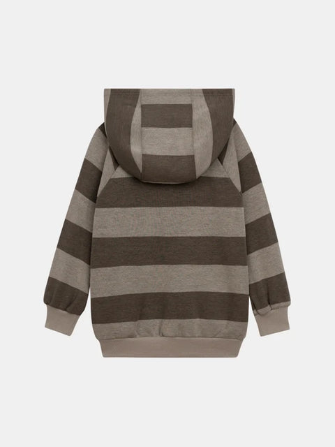 Lined Brown Stripe Cotton Rich Hoodie