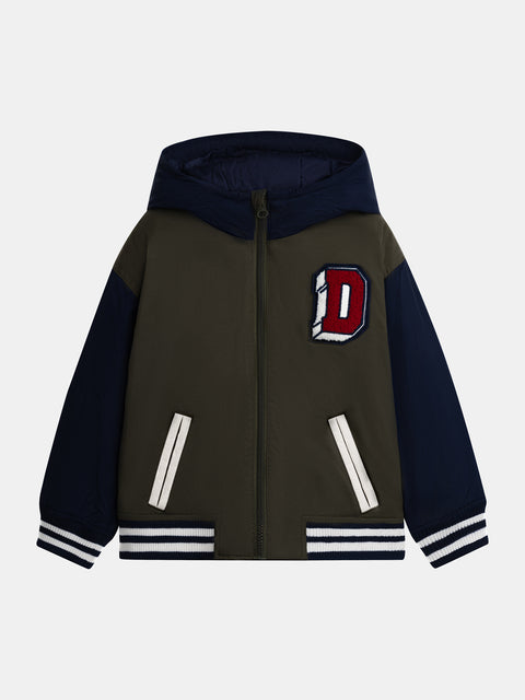 Green Hooded Baseball Style Jacket