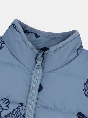 Navy Lined Canvas Coat With Detachable Printed Gilet