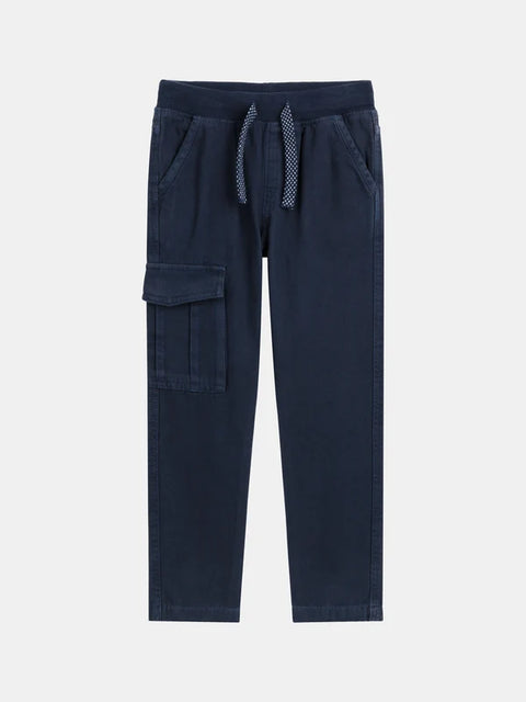 Navy Cotton Canvas Cargo Trousers