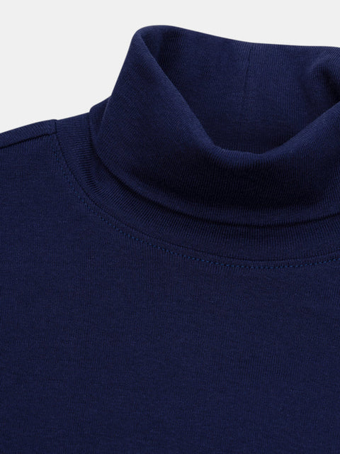 Navy Cotton Polo Neck