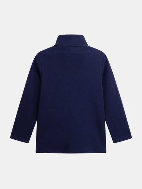 Navy Cotton Polo Neck