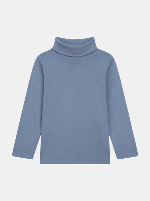 Blue Cotton Polo Neck