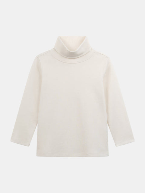Cream Cotton Polo Neck