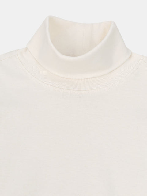 Cream Cotton Polo Neck
