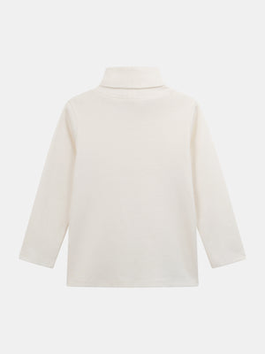 Cream Cotton Polo Neck