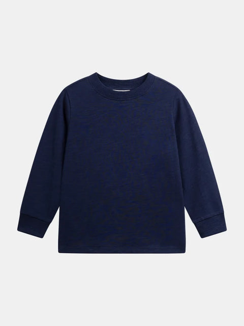 Basic Navy Long Sleeved Cotton T-shirt
