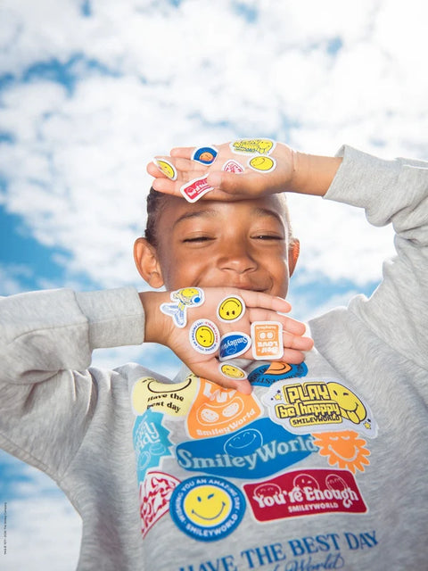 Grey Smiley Cotton Fleece Sweatshirt