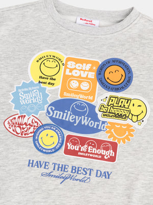 Grey Smiley Cotton Fleece Sweatshirt