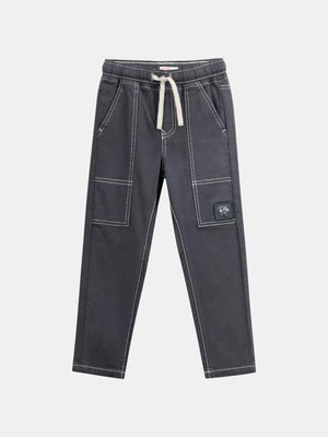 Grey Cotton Canvas Trousers