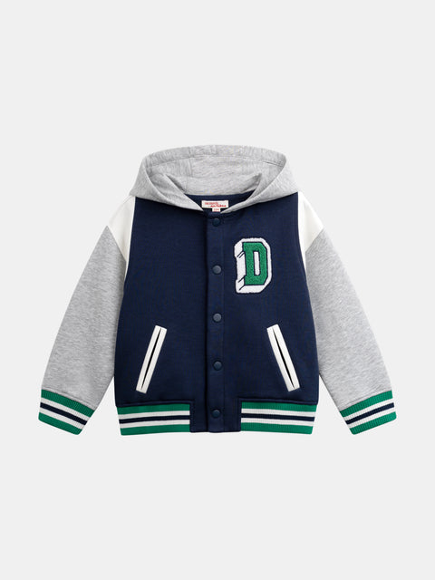 Navy & Grey Cotton Fleece Hoodie