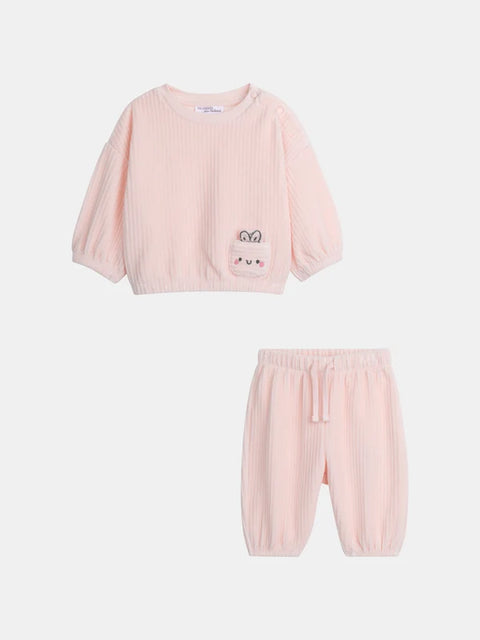 Newborn Pink Velour Leisure Suit
