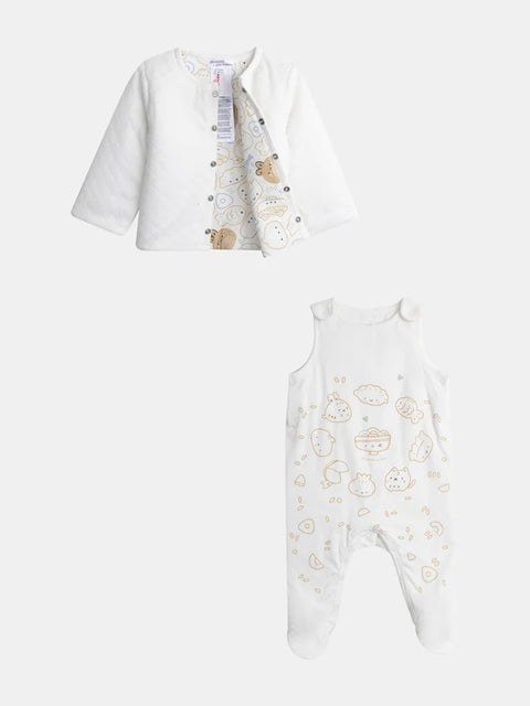 Reversible Velour Cardigan With Dungarees