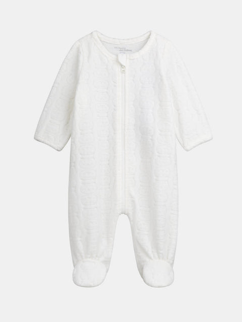 Newborn Self Patterend Velour Sleepsuit