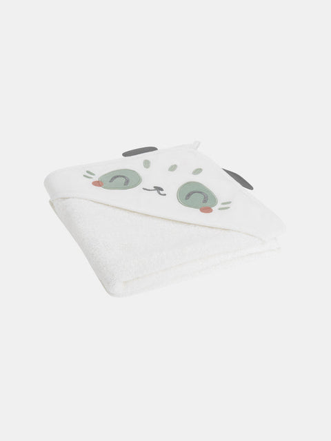 Off White Cotton Bath Towel With Hood