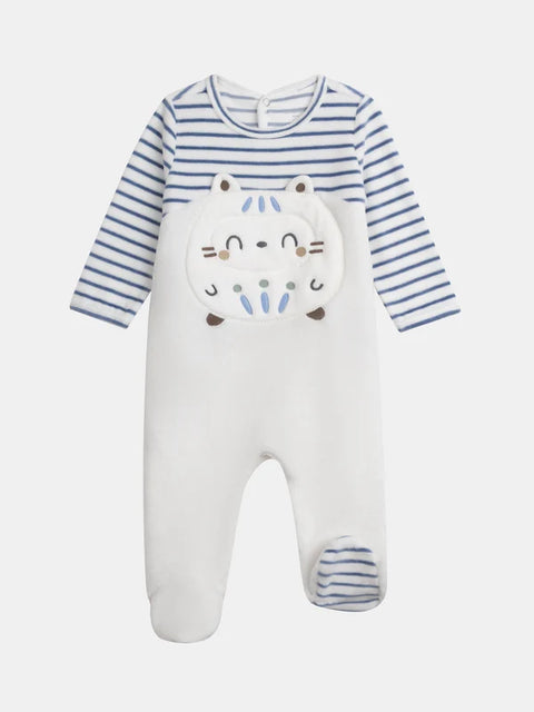 Newborn Striped Velour Sleepsuit