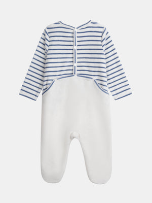 Newborn Striped Velour Sleepsuit