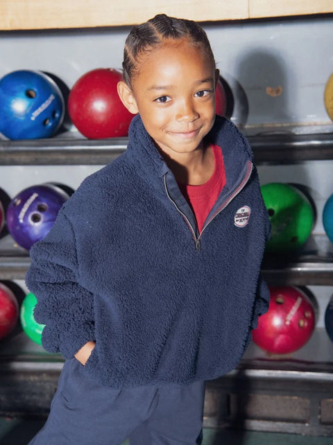 Navy Sherpa Half Zip Sweatshirt