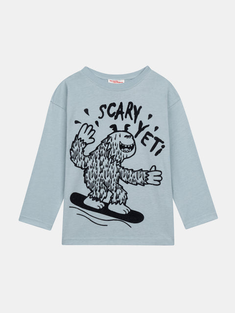 Green Snowboarding Yeti Print Cotton t-shirt