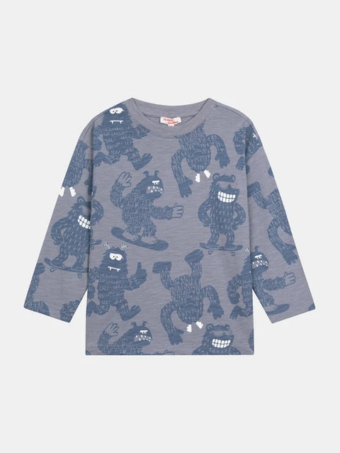 Grey Yeti Print Cotton T-shirt