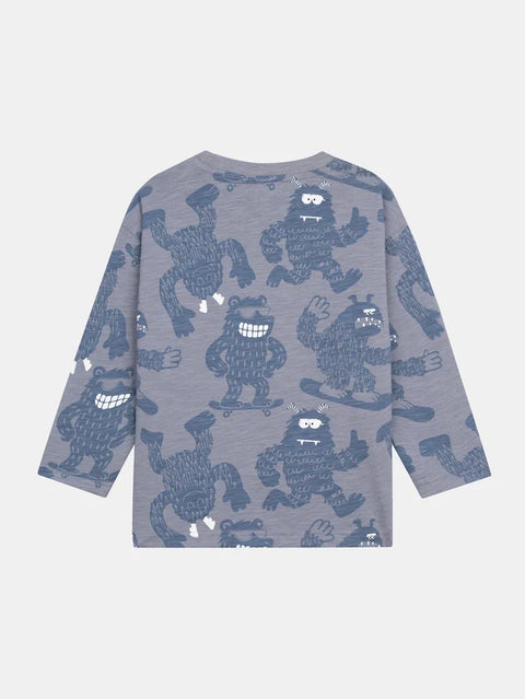 Grey Yeti Print Cotton T-shirt