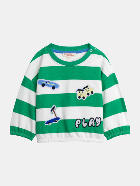 Green Striped Cotton Sweatshirt