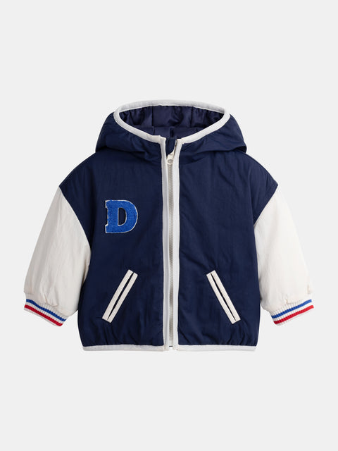 Navy Hooded Baseball Style Jacket