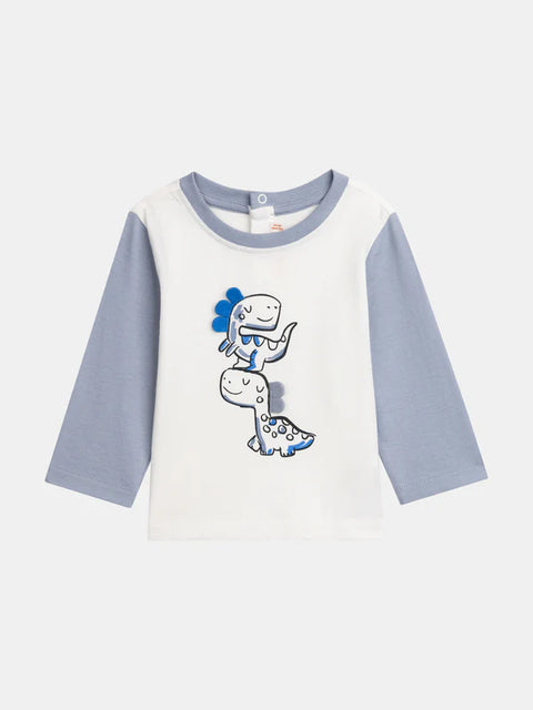 Off White Dinosaur Print Cotton T-shirt