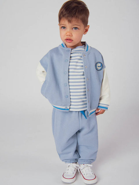 Blue Cotton Rich Baseball Style Jacket