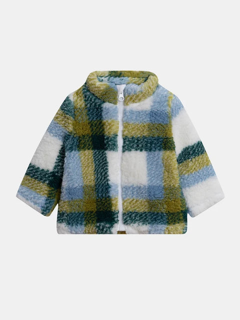 Lined Green Check Sherpa Jacket