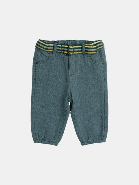 Lined Green Fine Stripe Cotton Trousers