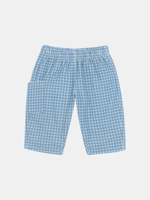Lined Blue Checked Corduroy Trousers
