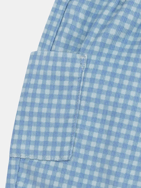 Lined Blue Checked Corduroy Trousers