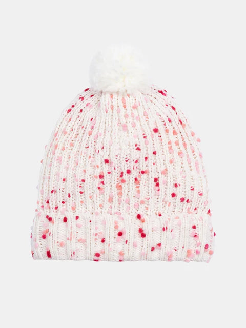 Off White Chenille Hat With Bobble