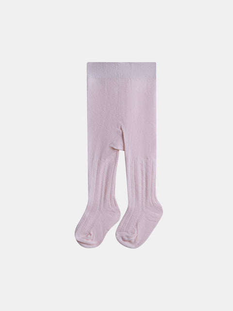 Ribbed Pale Pink Cotton Rich Tights