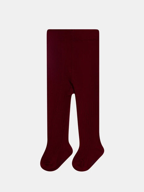 Ribbed Red Cotton Rich Tights