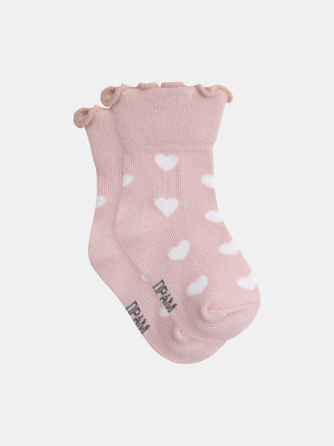 Pink Heart Pattern Cotton Rich Socks