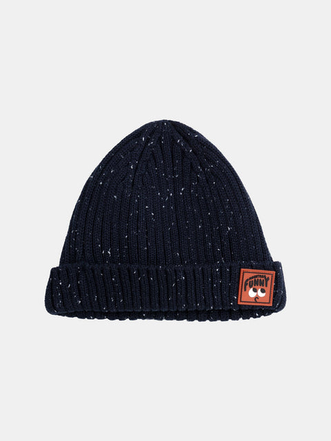Navy Ribbed Cotton Beanie