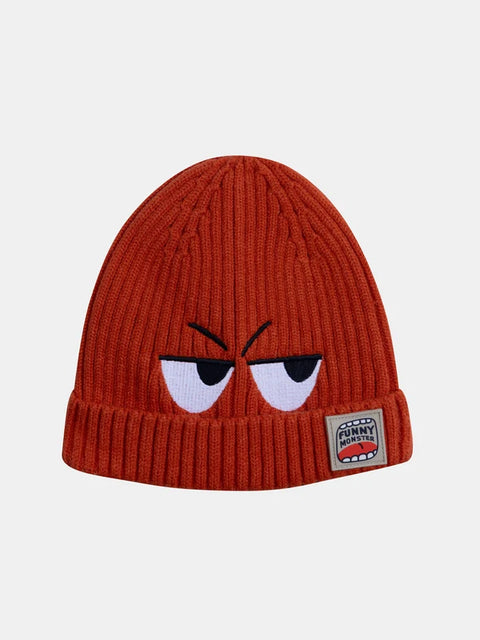 Orange Ribbed Cotton Beanie