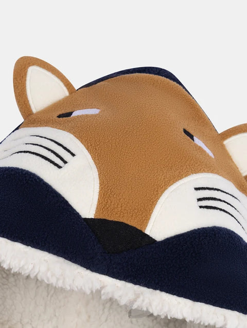 Navy Soft Boa Lined Fox Design Cagoule