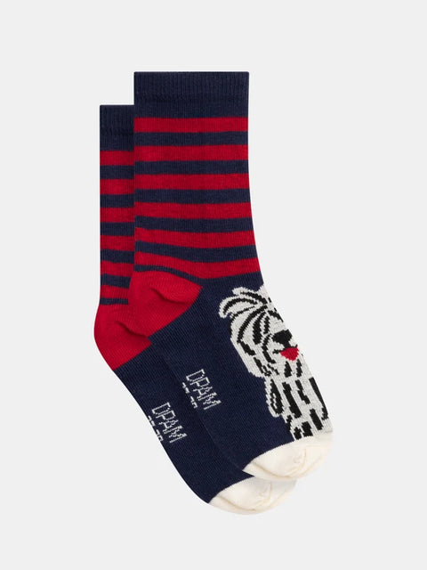 Navy Dog Pattern Cotton Rich Socks