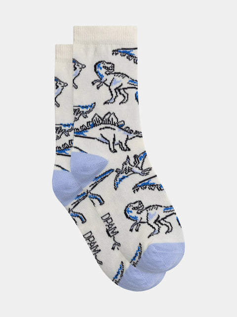 Blue Dinosaur Pattern Cotton Rich Socks