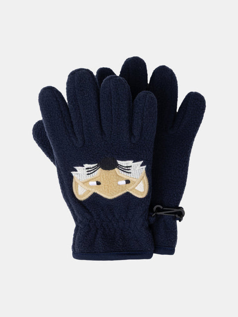 Navy Micropolar Fox Design Gloves