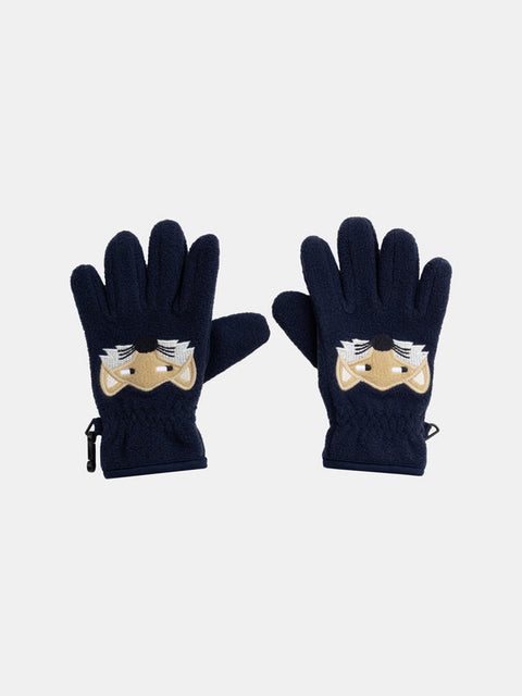 Navy Micropolar Fox Design Gloves