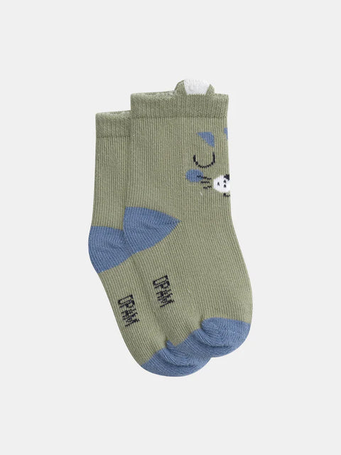 Green Cat Pattern Cotton Rich Socks