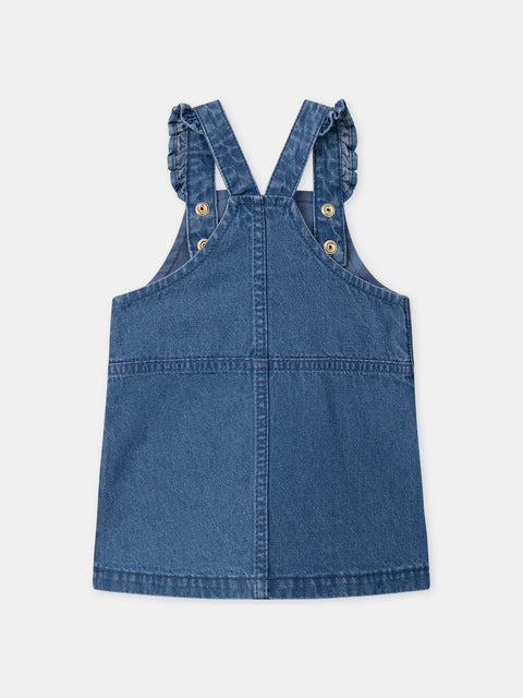 Denim Dress With Floral Print Bodysuit