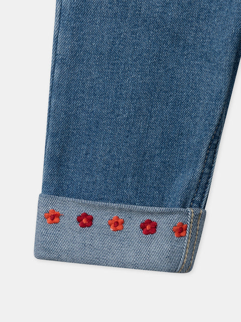 Embroidered Blue Denim jeans