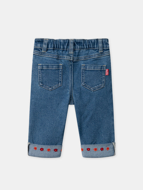 Embroidered Blue Denim jeans